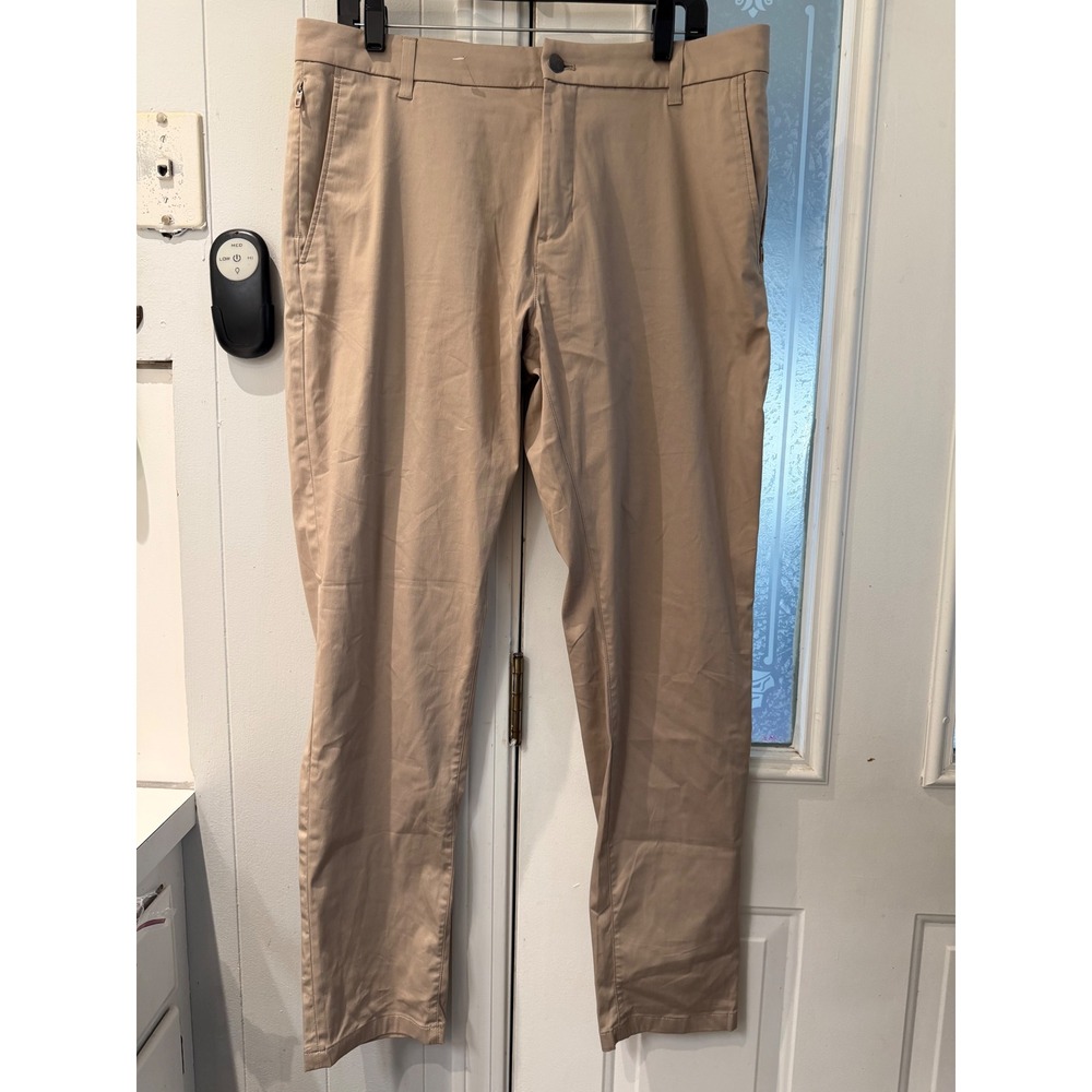 Birddogs Mens Khaki Lined Pants 36x32 Tan Chino Slim Fit Built-in Liner Stretch